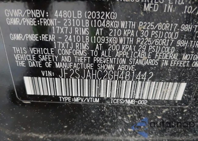 JF2SJAHC2GH481442: 42503184