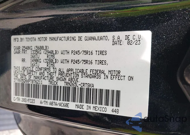 3TYRX5GNXPT076211: 42502357