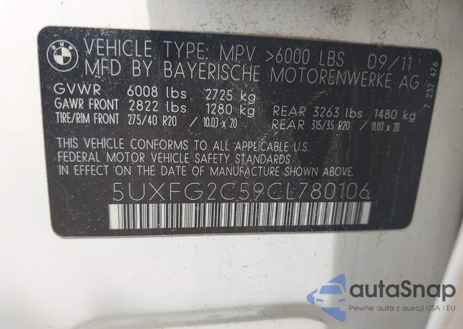 5UXFG2C59CL780106: 42502427