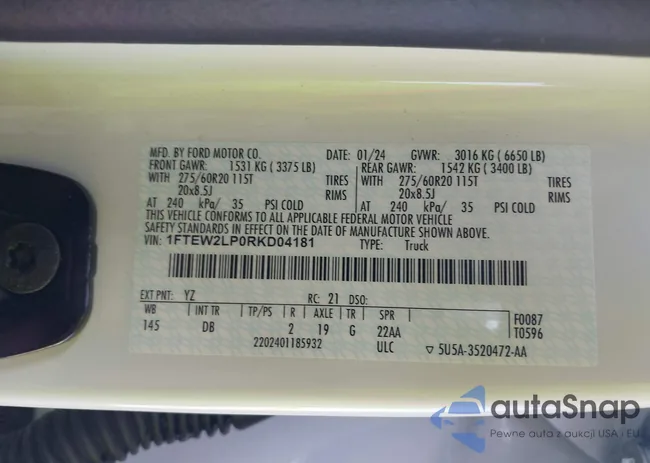 1FTEW2LP0RKD04181: 42502434