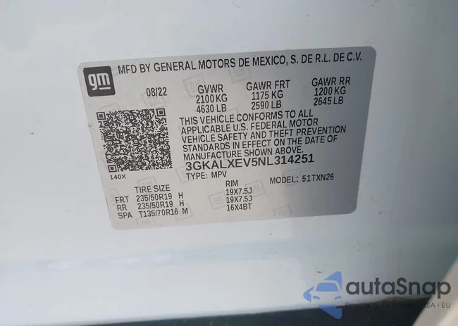 3GKALXEV5NL314251: 42502474