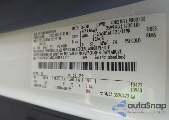 1FBZX2CMXJKB21111: 42503905