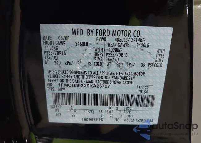 1FMCU593X9KA25707: 42503958