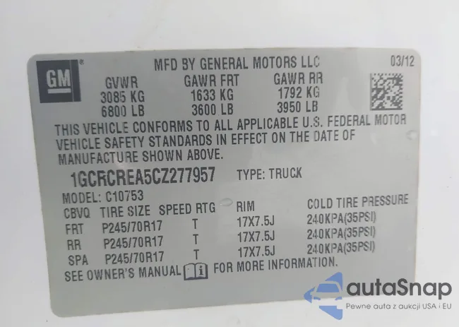 1GCRCREA5CZ277957: 42503988