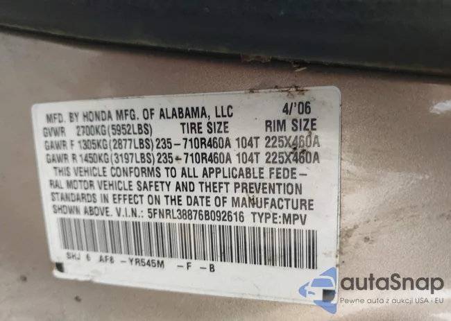 5FNRL38876B092616: 42503571