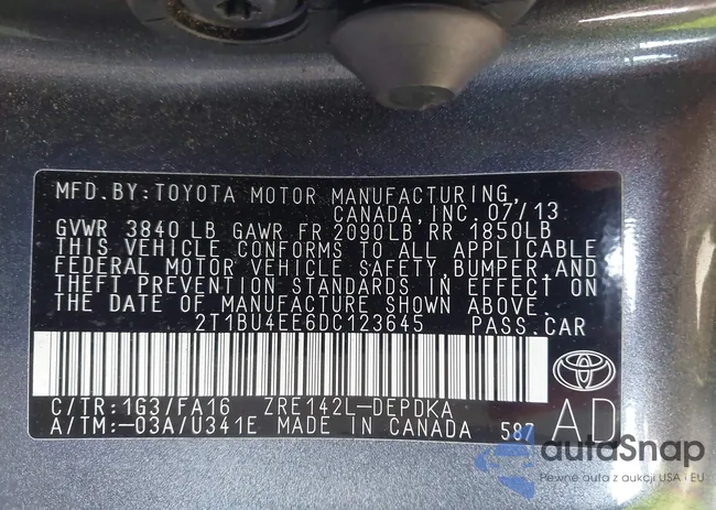 2T1BU4EE6DC123645: 42504854