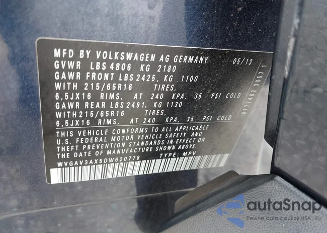 WVGAV3AX5DW620778: 42505171