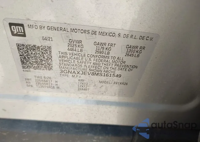 3GNAXJEV8MS161549: 42504267