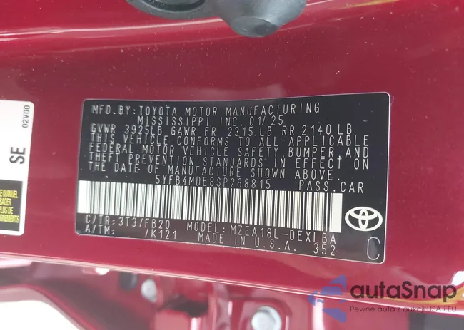 5YFB4MDE8SP268815: 42504282