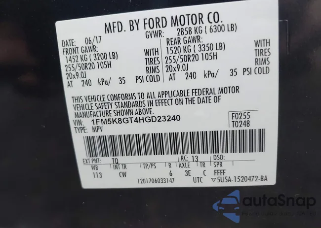 1FM5K8GT4HGD23240: 42504329