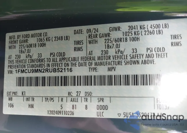 1FMCU9MN2RUB52116: 42505843