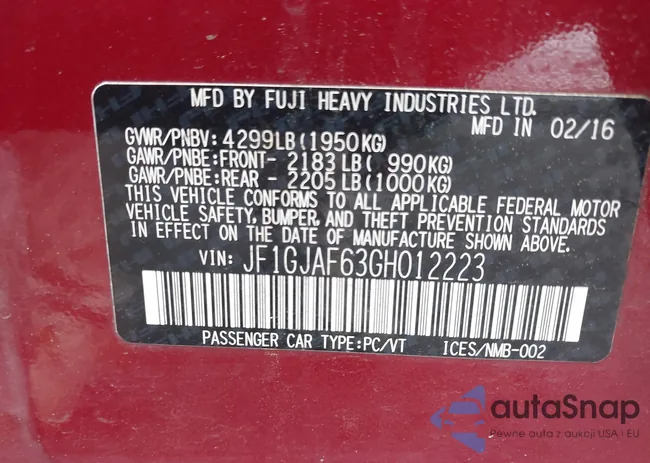JF1GJAF63GH012223: 42505989