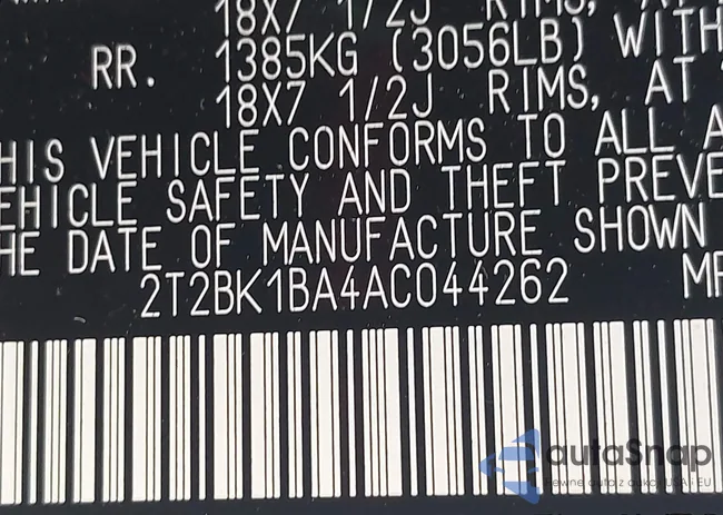 2T2BK1BA4AC044262: 42506001