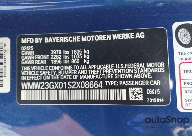 WMW23GX01S2X08664: 42506008