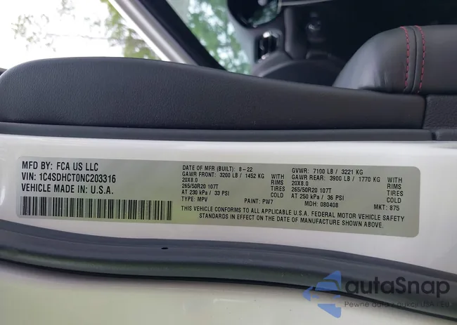 1C4SDHCT0NC203316: 42505385