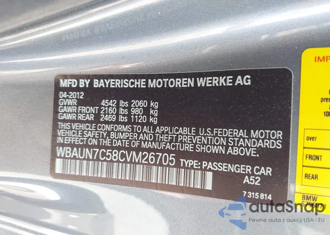 WBAUN7C58CVM26705: 42505448