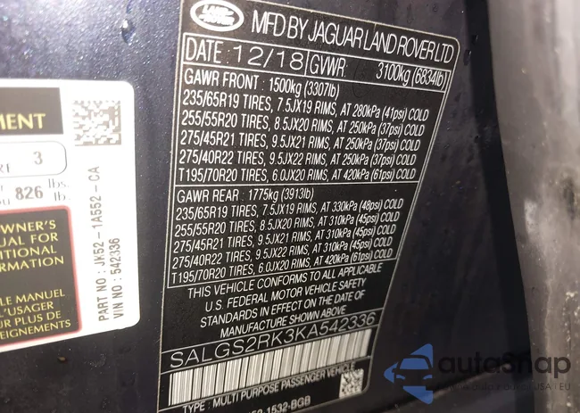 SALGS2RK3KA542336: 42505500