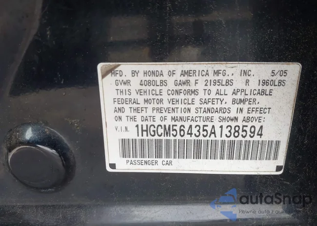 1HGCM56435A138594: 42506642