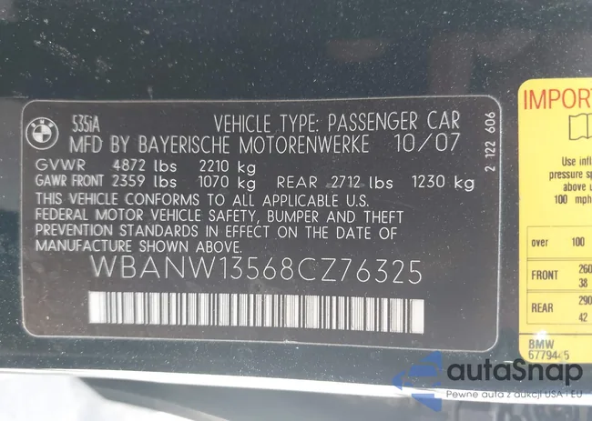 WBANW13568CZ76325: 42506697