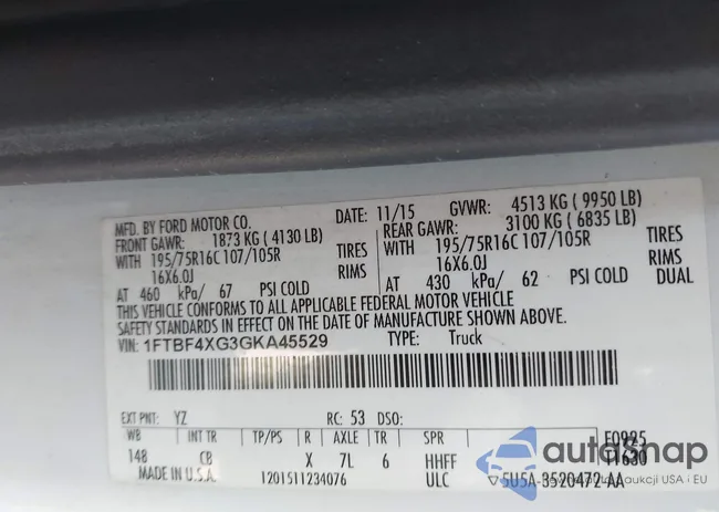 1FTBF4XG3GKA45529: 42506774