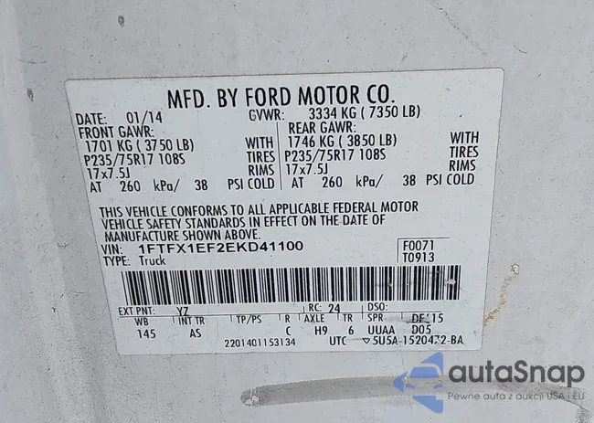 1FTFX1EF2EKD41100: 42506812