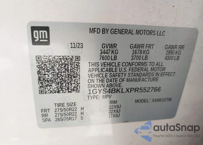 1GYS4BKLXPR552766: 42507101