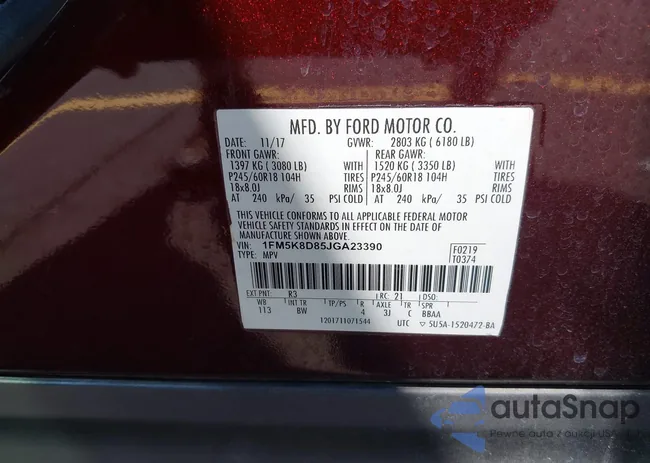 1FM5K8D85JGA23390: 42507111