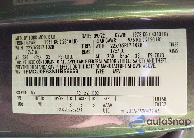 1FMCU0F63NUB56669: 42507138