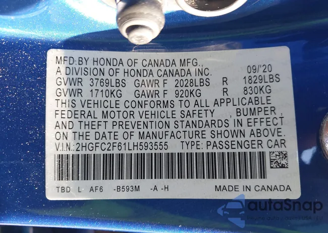 2HGFC2F61LH593555: 42507145