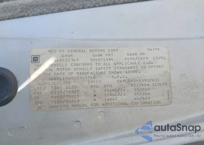 1GKEL19W5SB543740: 42507228