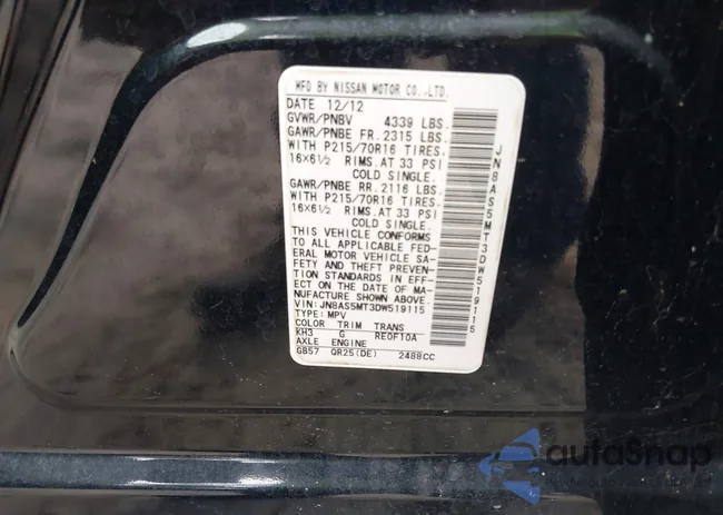 JN8AS5MT3DW519115: 42506465