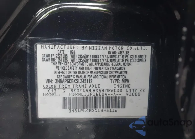 3N8AP6CBXSL345112: 42506534