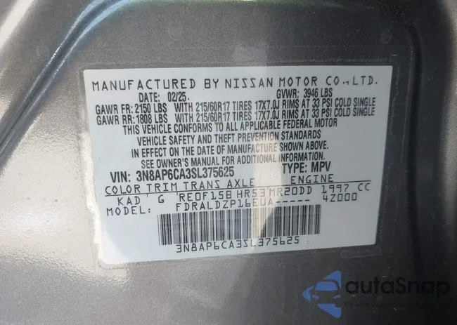 3N8AP6CA3SL375625: 42506552