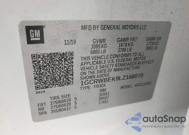 1GCRWBEK9LZ168070: 41509834