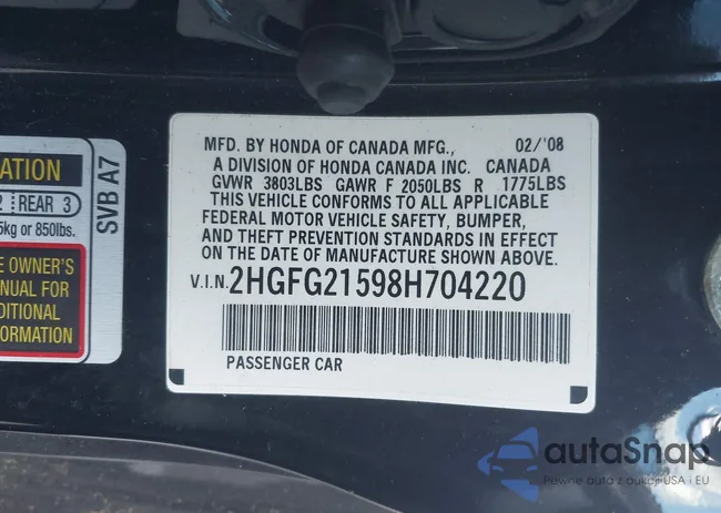 2HGFG21598H704220: 41509528