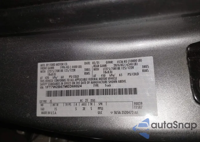 1FT7W2B67MED66024: 41512211