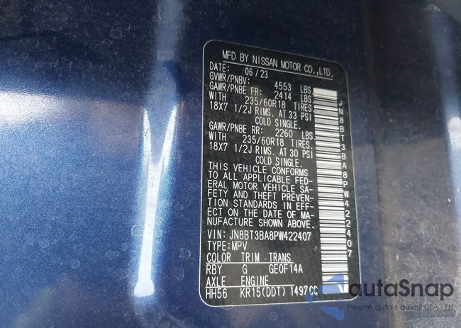 JN8BT3BA8PW422407: 41512349