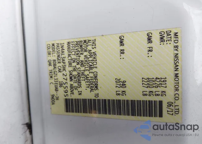 1N4AL3AP3HC275595: 41514122