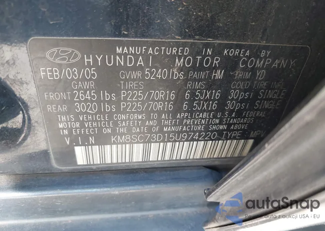 KM8SC73D15U974220: 41514751