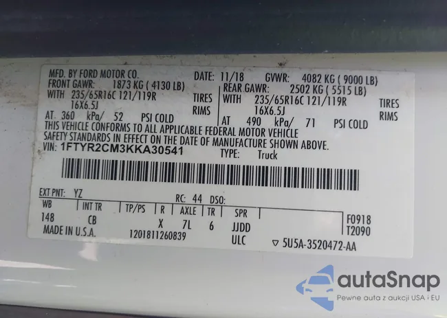 1FTYR2CM3KKA30541: 41514334