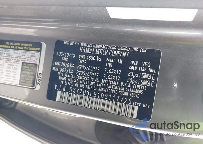 5XYZU3LB1DG117726: 41517301