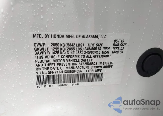 5FNYF6H1XKB084026: 41520419