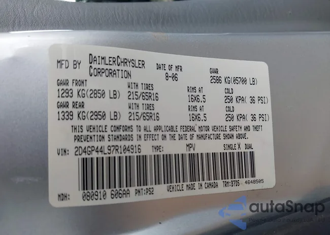 2D4GP44L97R104916: 41528656