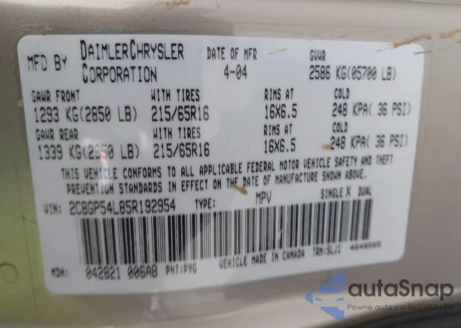 2C8GP54L85R192954: 41530918