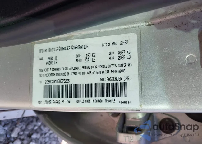 2C3HD36M83H570285: 41531024