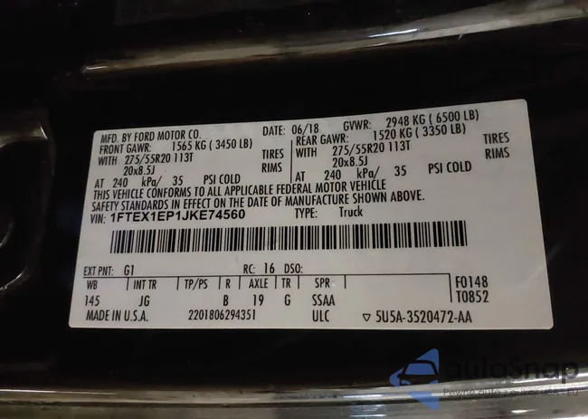 1FTEX1EP1JKE74560: 41531539