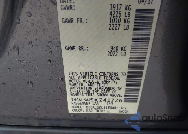 1N4AL3AP9HC241726: 41531600