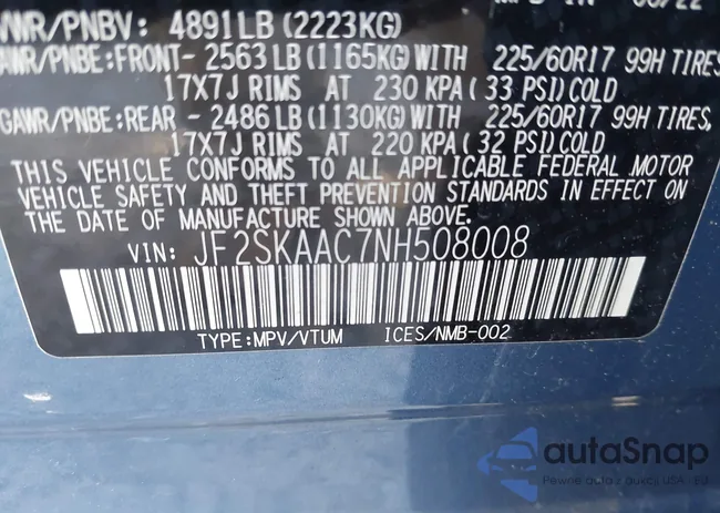 JF2SKAAC7NH508008: 41534693