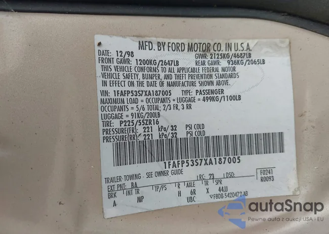 1FAFP53S7XA187005: 41536233