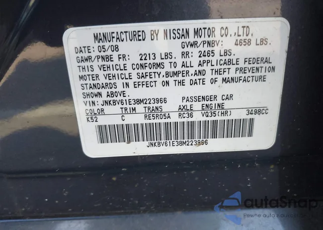 JNKBV61E38M223966: 41537158